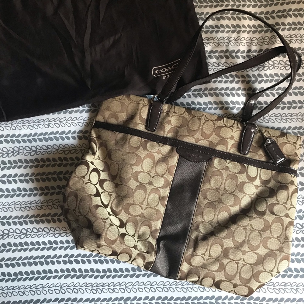 Vintage Y2K Coach Signature Monogram Tote Bag